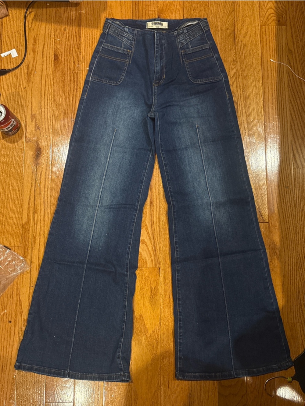 Rock & Roll Denim High Rise Palazzo Flare Jeans - Dark Indigo